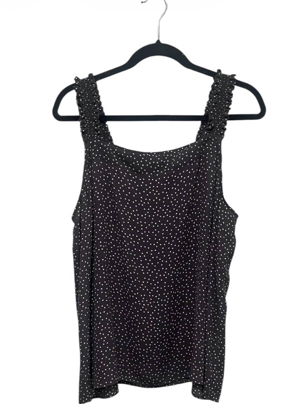 LOFT Women’s XL Gray White Dot Ruffle Strap Square Neck Blouse Tank